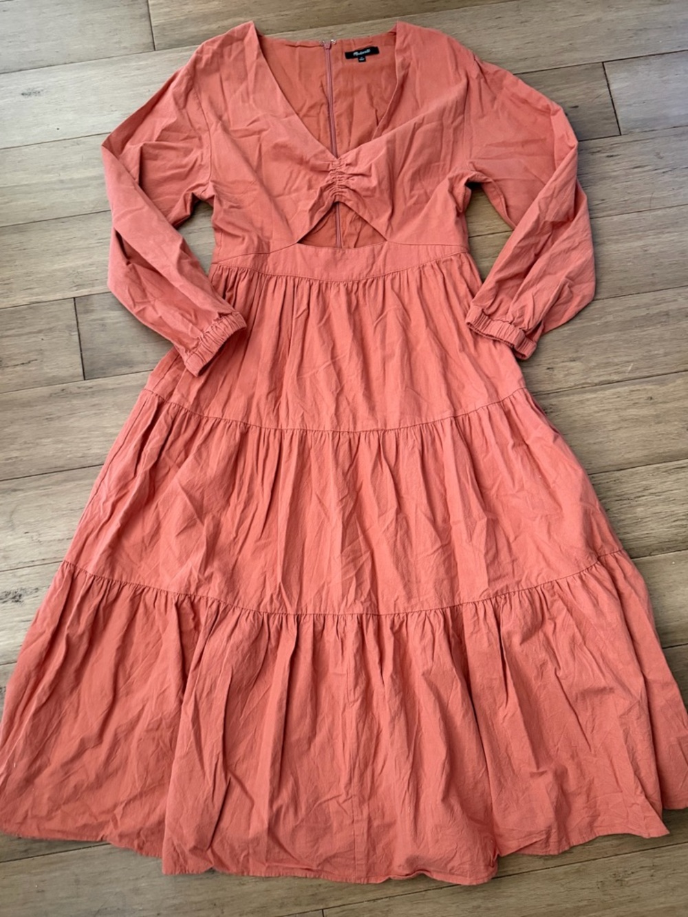 Madewell Crepe Cutout Midi Dress Earthen Red Size 12  Sold Out - Picture 6 of 11
